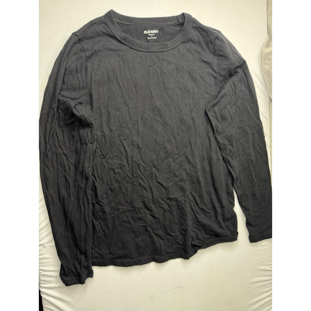 Old Navy Everywear Mens Small Black Long Sleeve Crew Neck T-Shirt Basic Tee